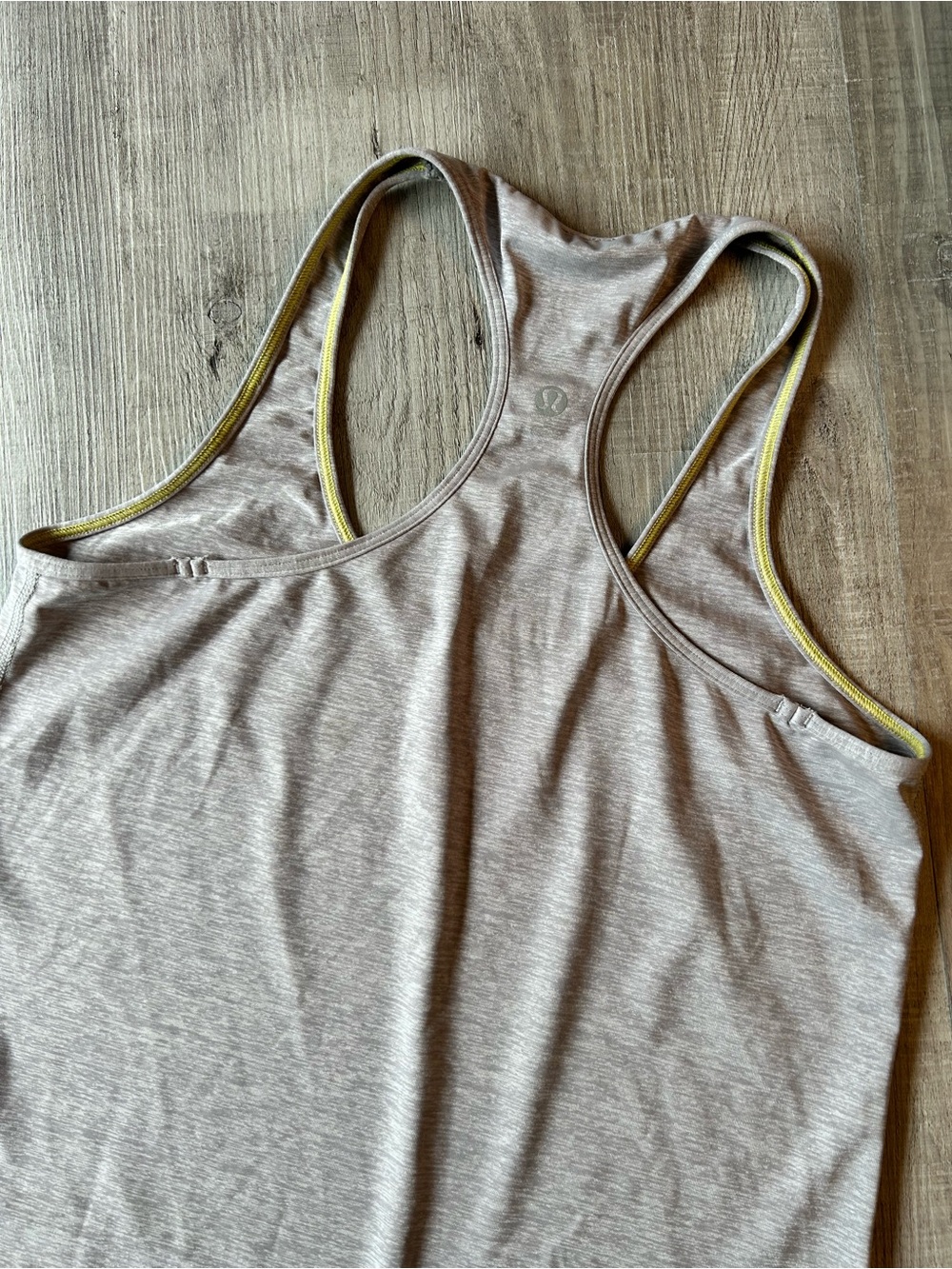 lululemon athletica Gray Racerback Tank with Yellow Trim